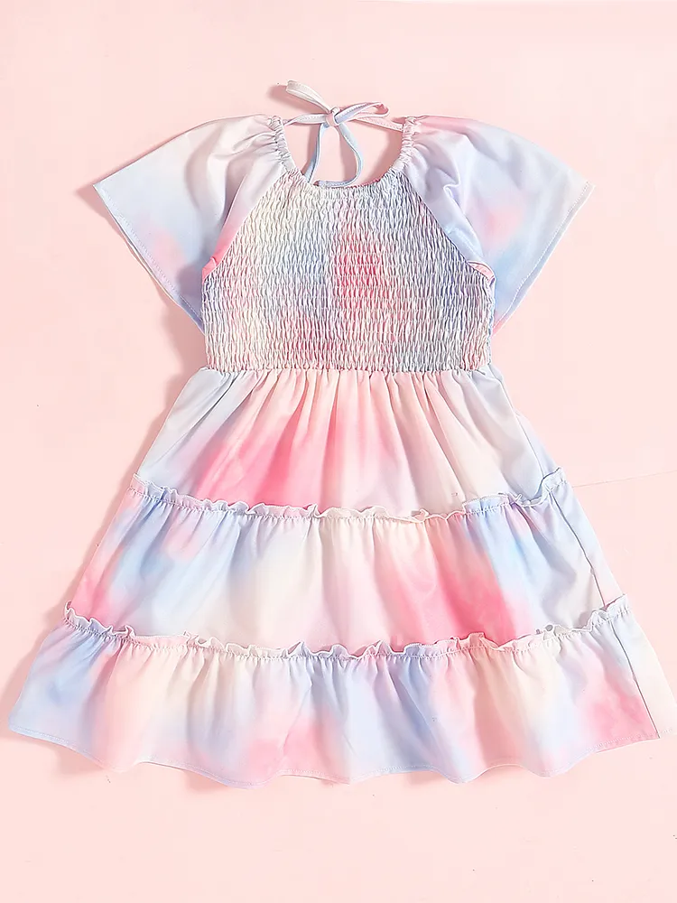 Mommy and Me Cotton Candy Pastel Smocked Midi Dress
