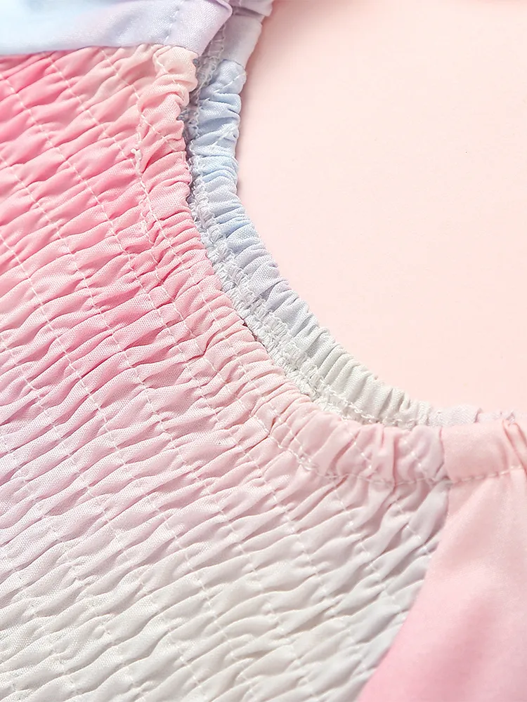 Mommy and Me Cotton Candy Pastel Smocked Midi Dress