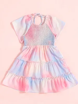 Mommy and Me Cotton Candy Pastel Smocked Midi Dress