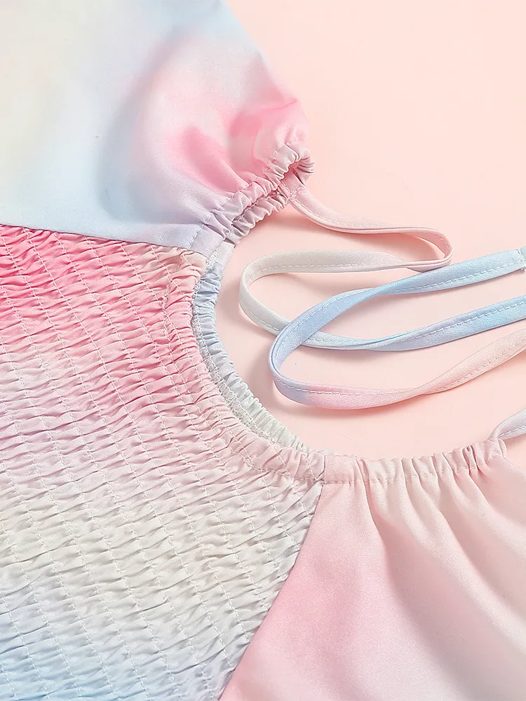 Mommy and Me Cotton Candy Pastel Smocked Midi Dress