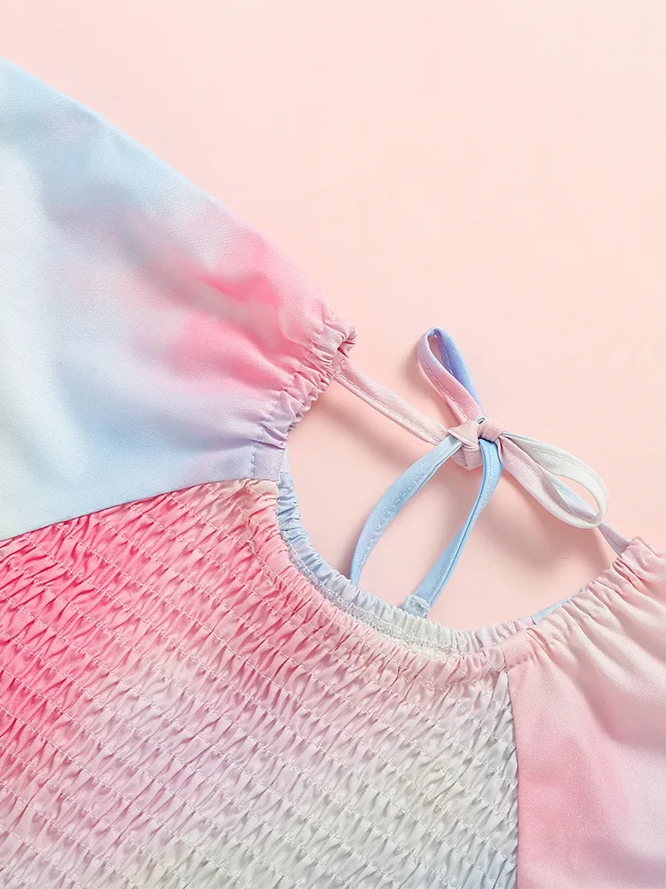 Mommy and Me Cotton Candy Pastel Smocked Midi Dress