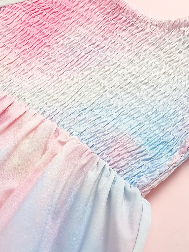 Mommy and Me Cotton Candy Pastel Smocked Midi Dress