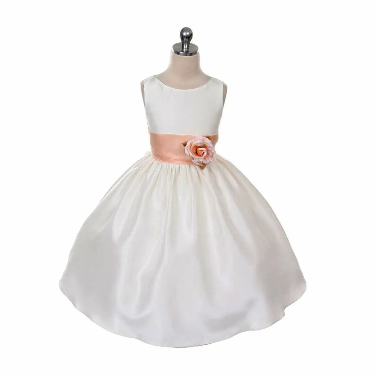 Morgan - Bridal Ivory or White - Red Sash and Flower