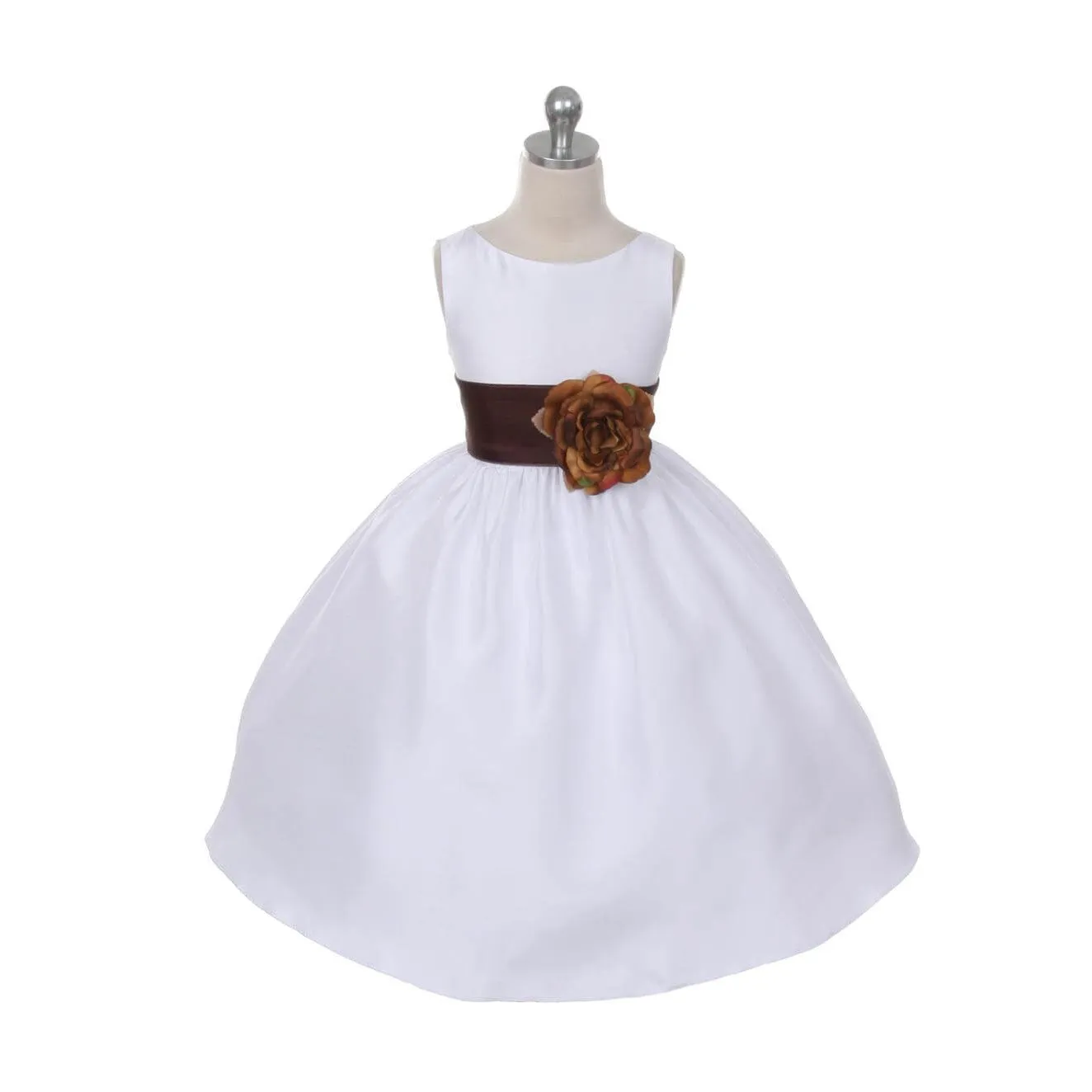 Morgan - Bridal Ivory or White - Red Sash and Flower