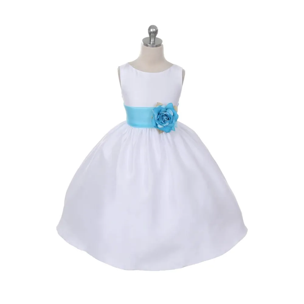 Morgan - Bridal Ivory or White - Red Sash and Flower