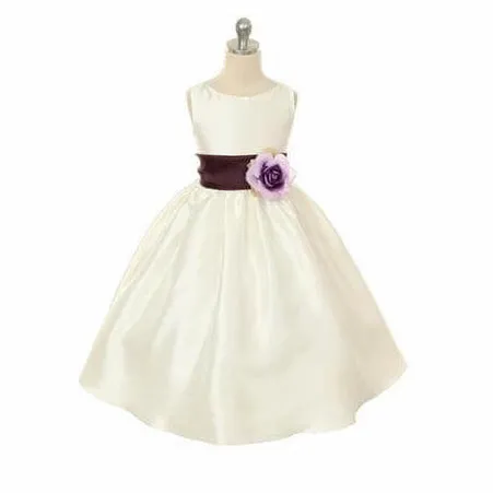 Morgan - Bridal Ivory or White - Red Sash and Flower