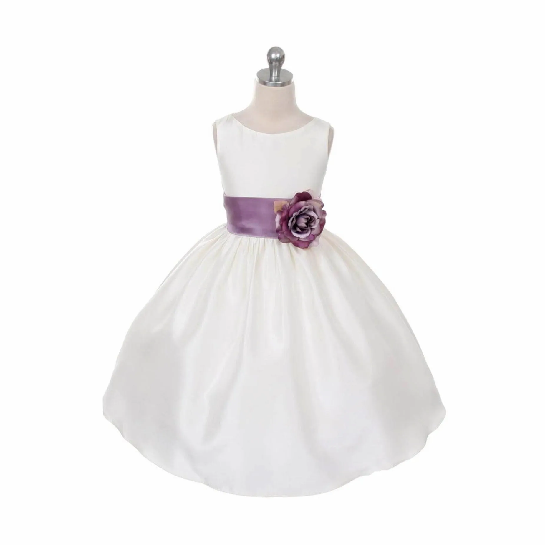 Morgan - Bridal Ivory or White - Red Sash and Flower