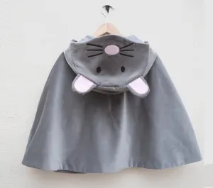 Mouse fancy cape in grey velvet