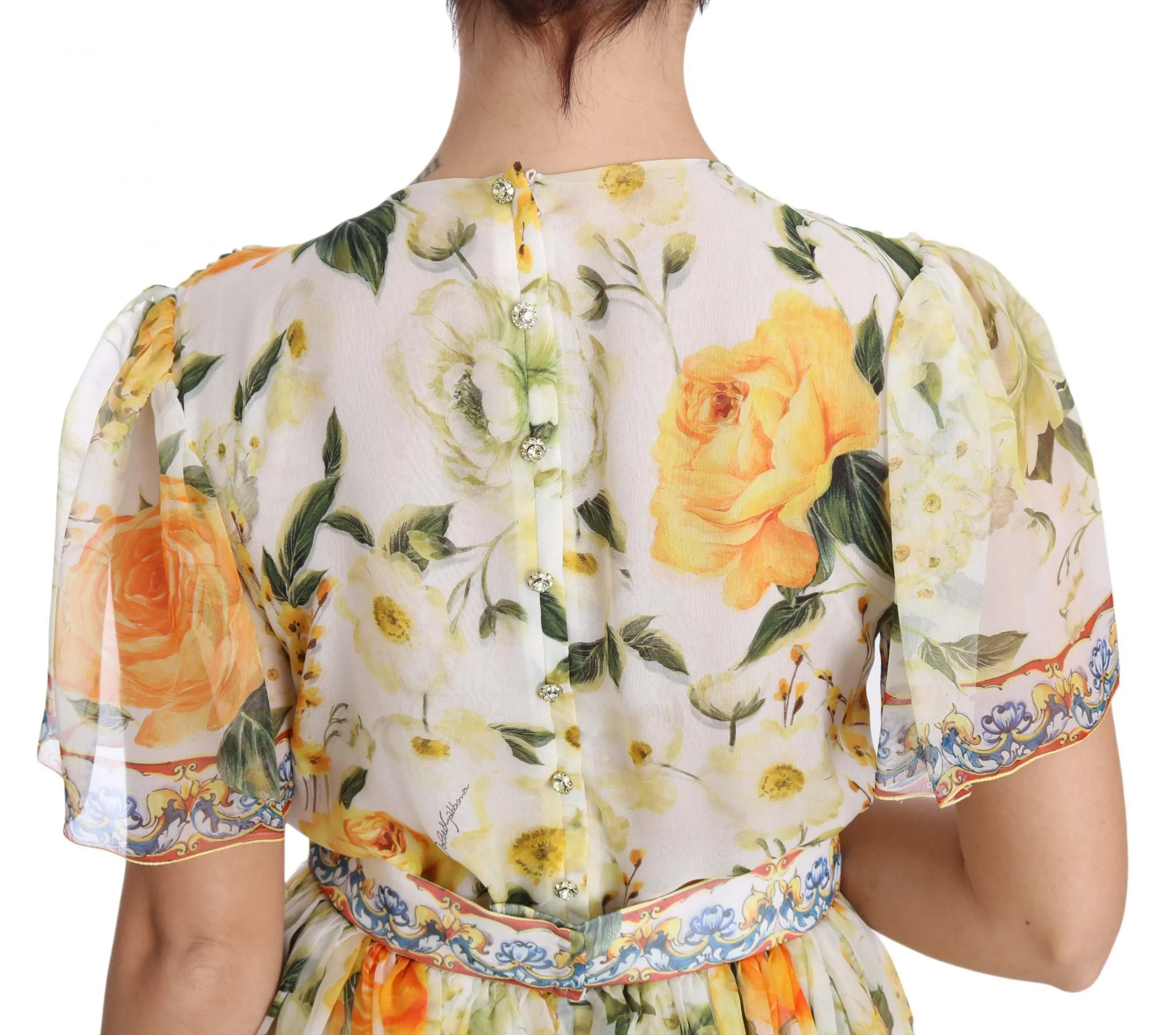 Multicolor Floral A-Line Shift Silk Crystal Dress