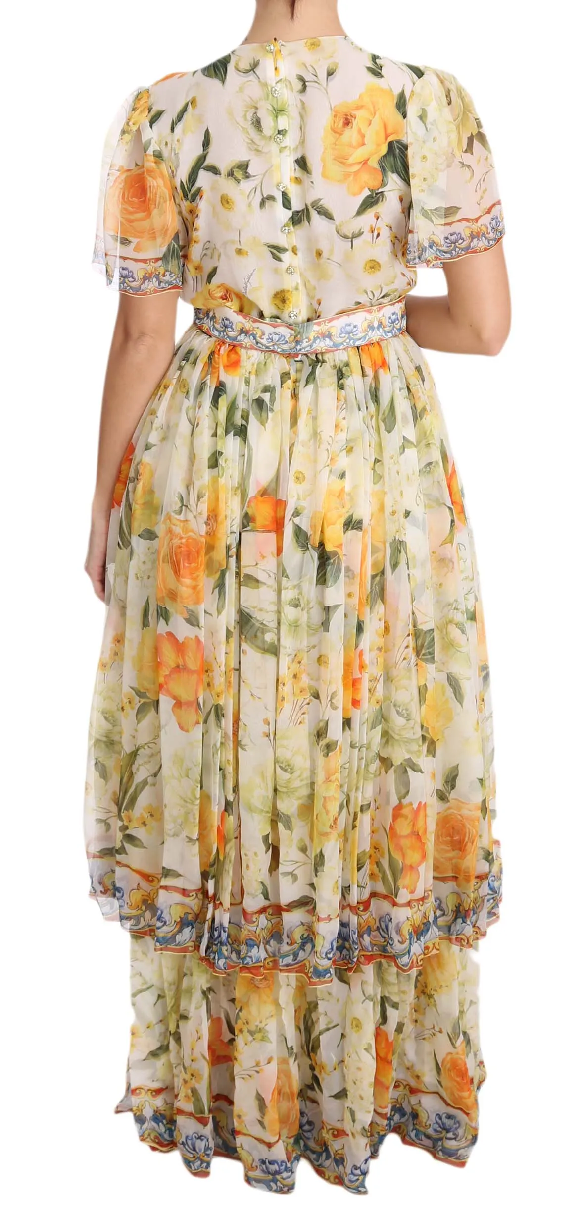 Multicolor Floral A-Line Shift Silk Crystal Dress