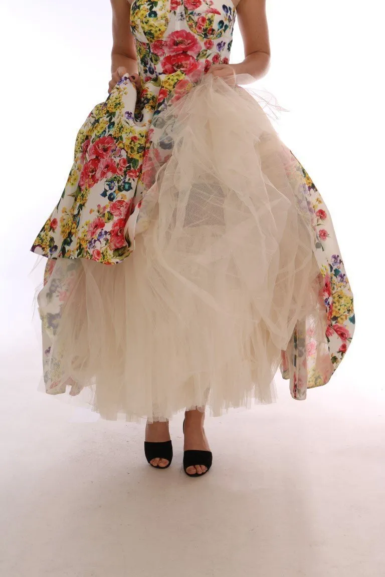 Multicolor Floral Print Ball Gown Dress