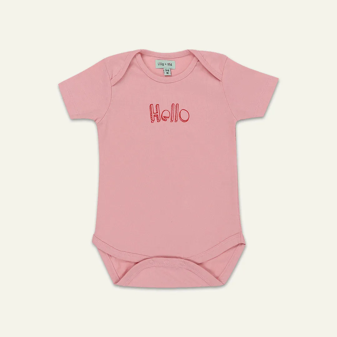 Multicoloured Stripe And Hello Slogan Bodysuit - 2 Pack
