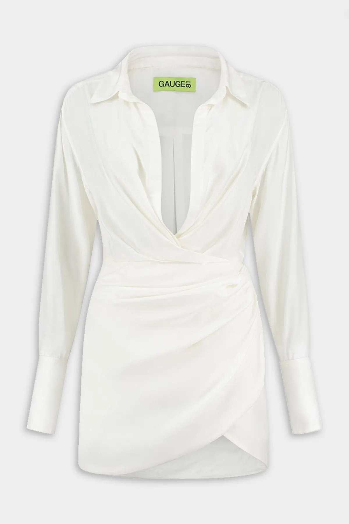 Naha Short Draped Shirt Dress in Ivory