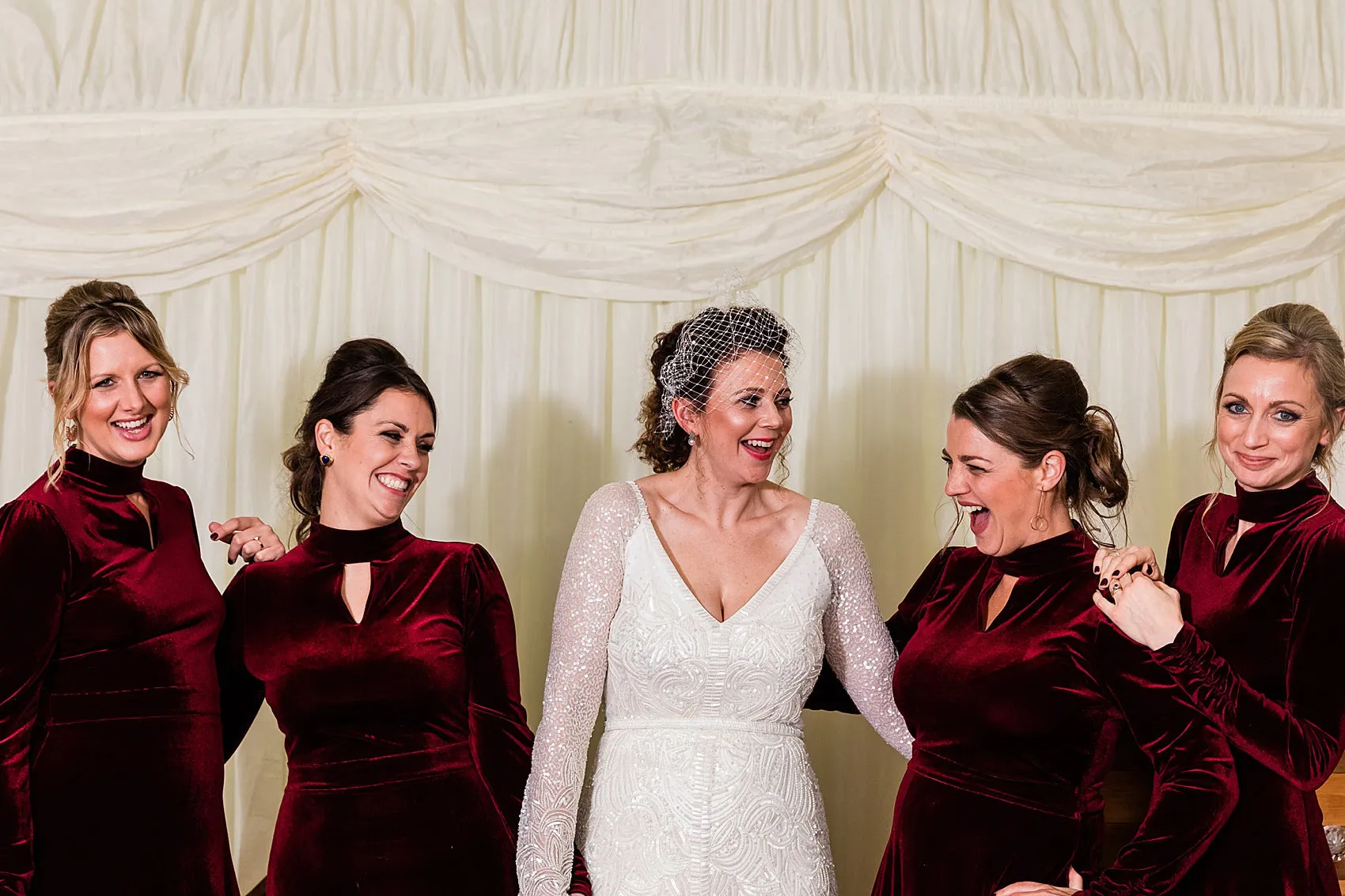 Newest High Neck Long Sleeves Burgundy Velvet Cheap Bridesmaid Dresses, BDS0121