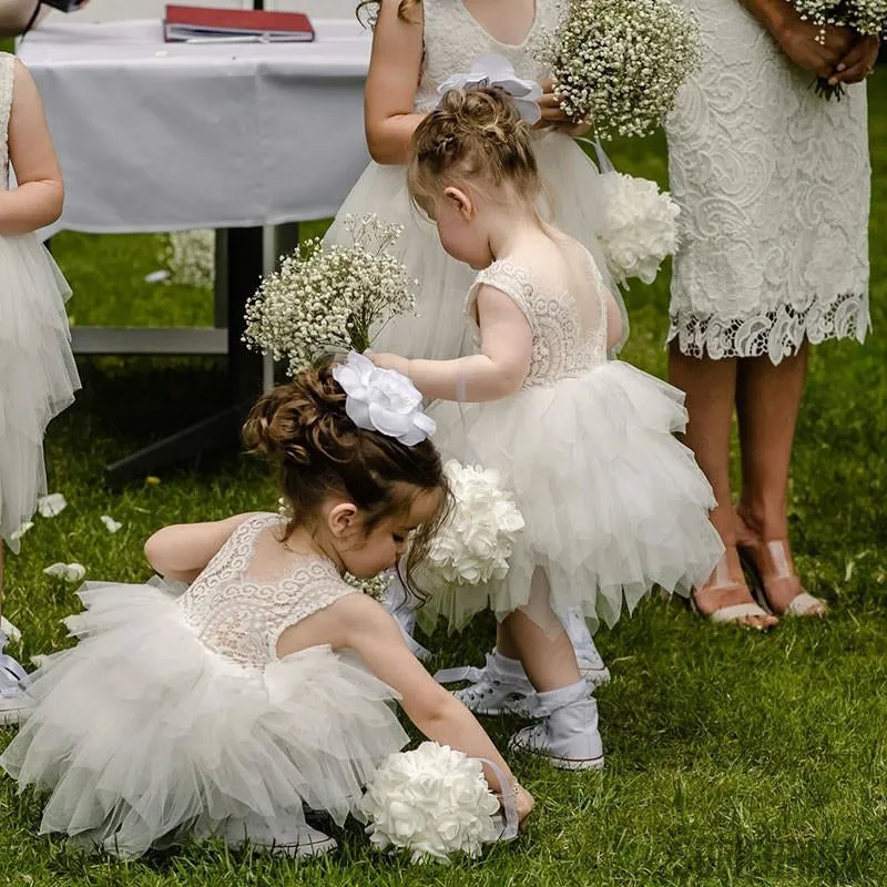 Newest Lace Top Sleeveless Tulle Backless Flower Girl Dresses, FG0103