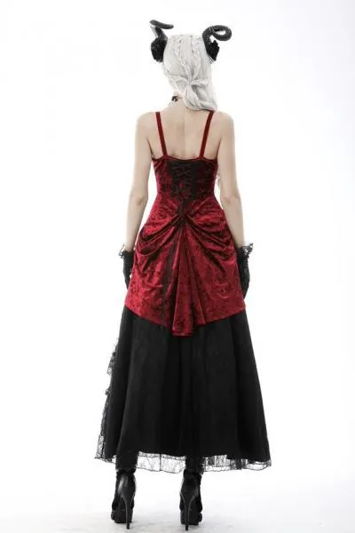 Noble Queen Velvet Dress - Burgundy/Black -