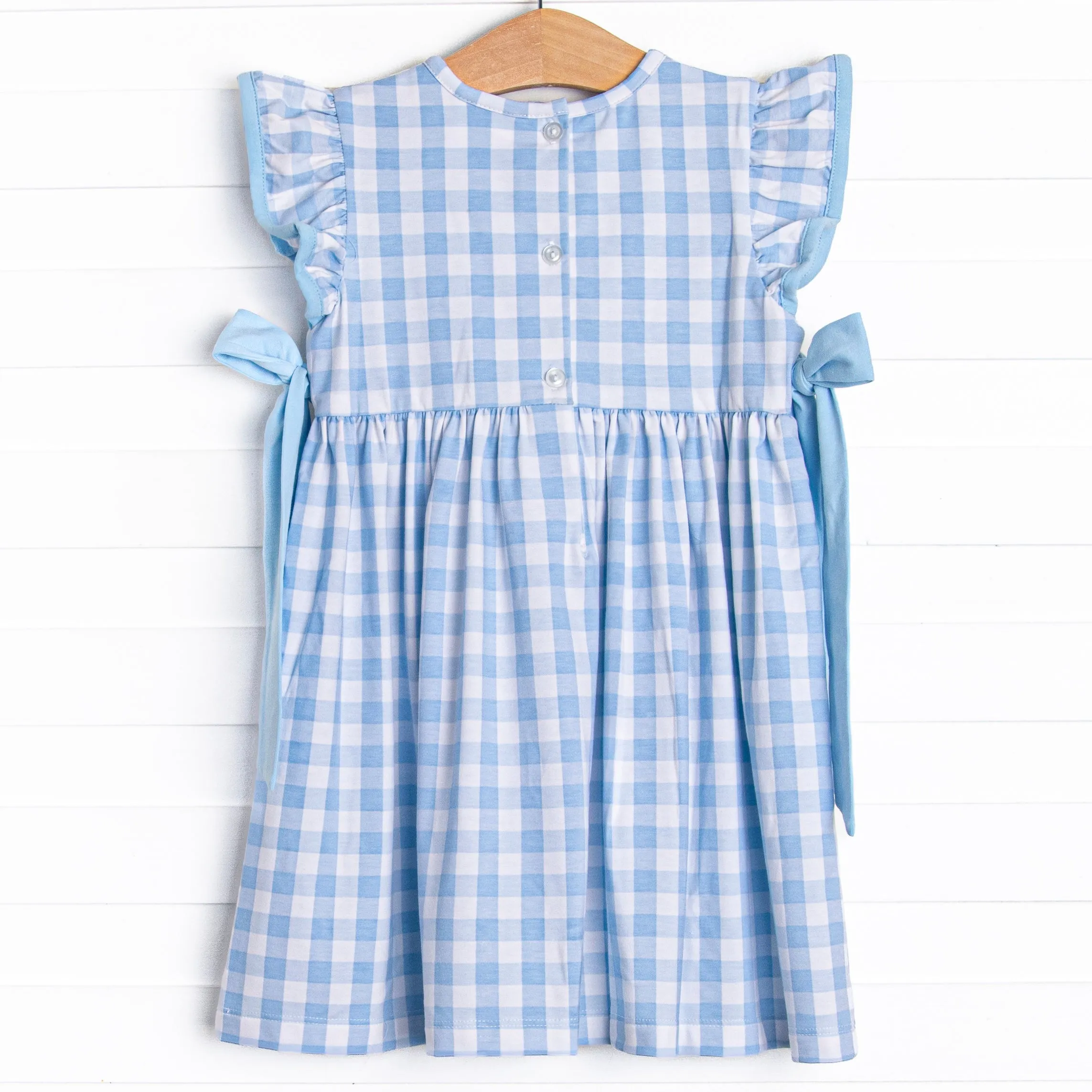 Off Land Lobster Smocked Side Tie Dress, Blue