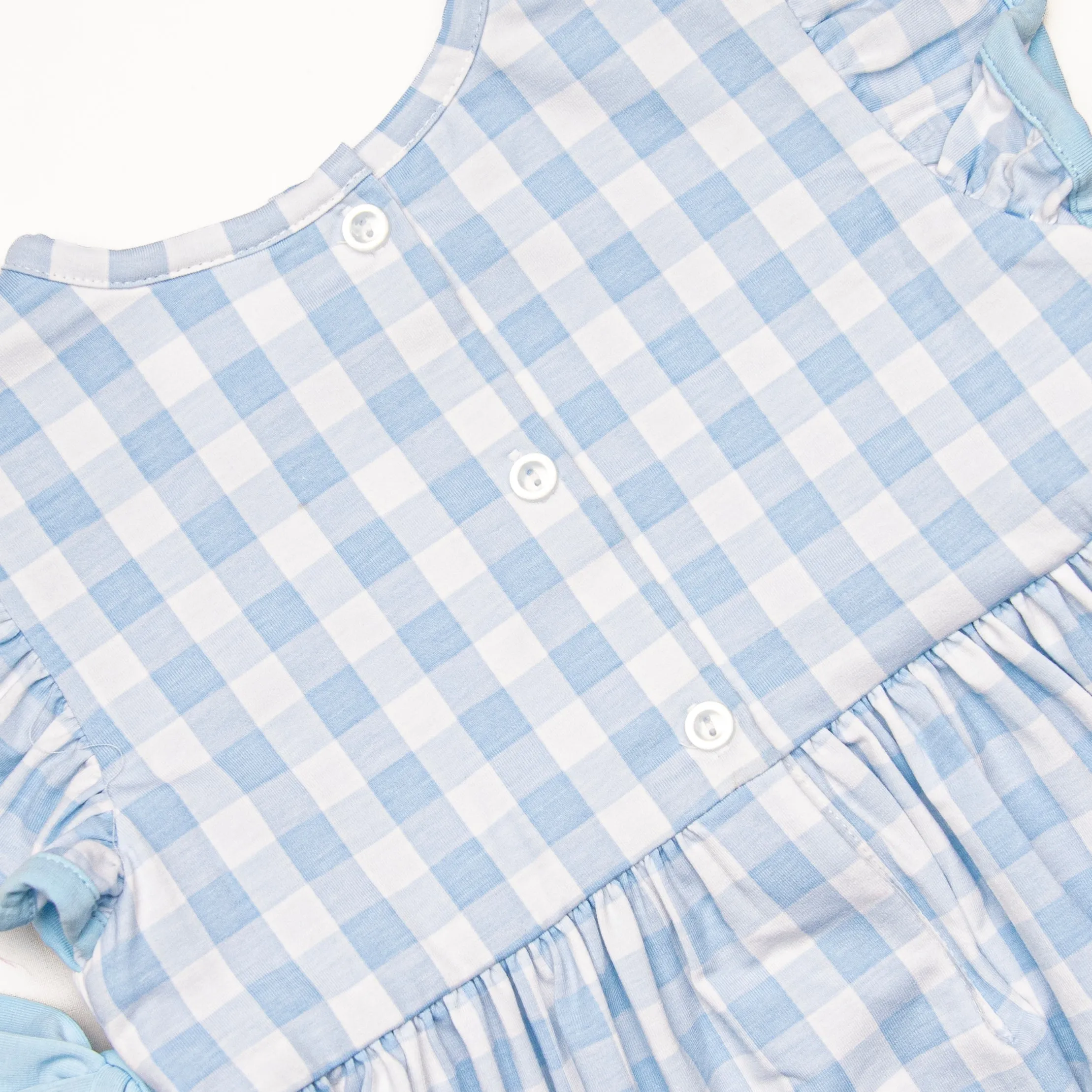 Off Land Lobster Smocked Side Tie Dress, Blue