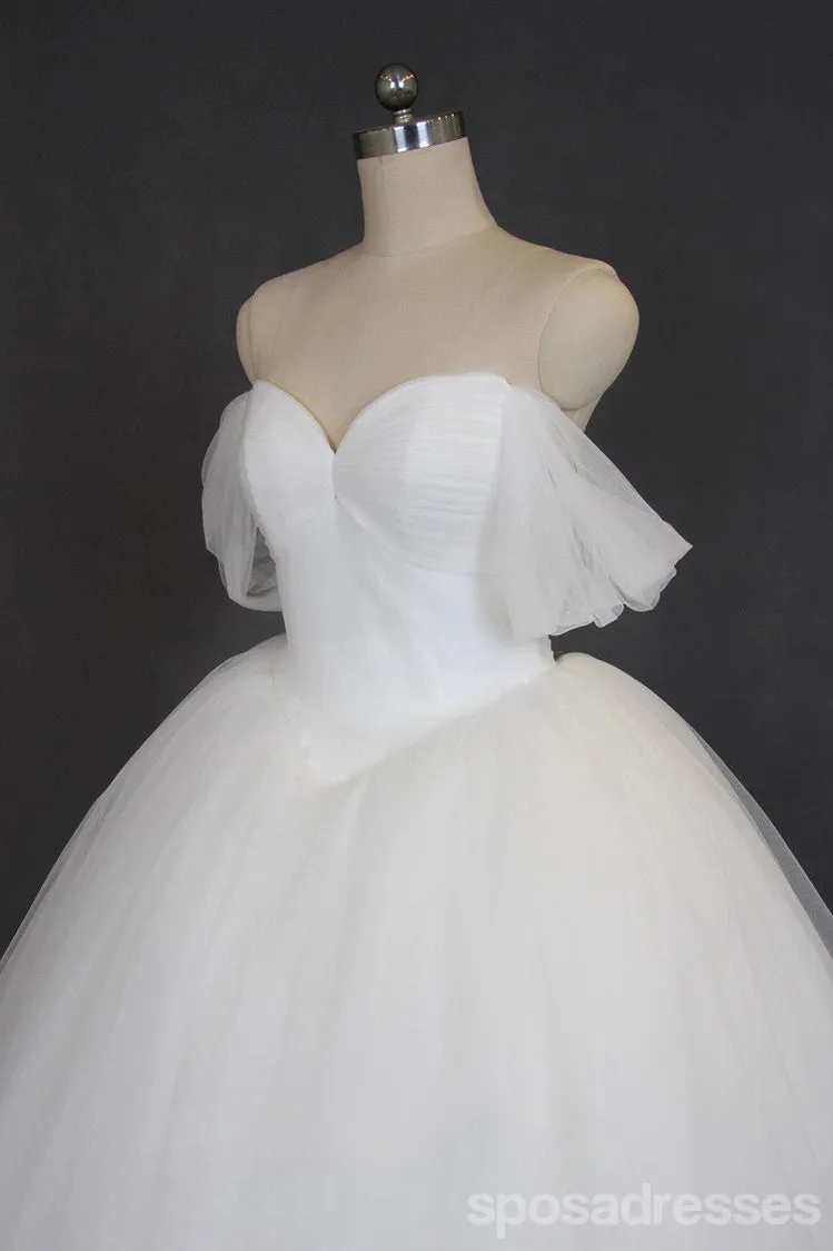 Off Shoulder Ball Gown Tulle Wedding Dresses, Custom Made Wedding Dresses, Cheap Wedding Gowns, WD209
