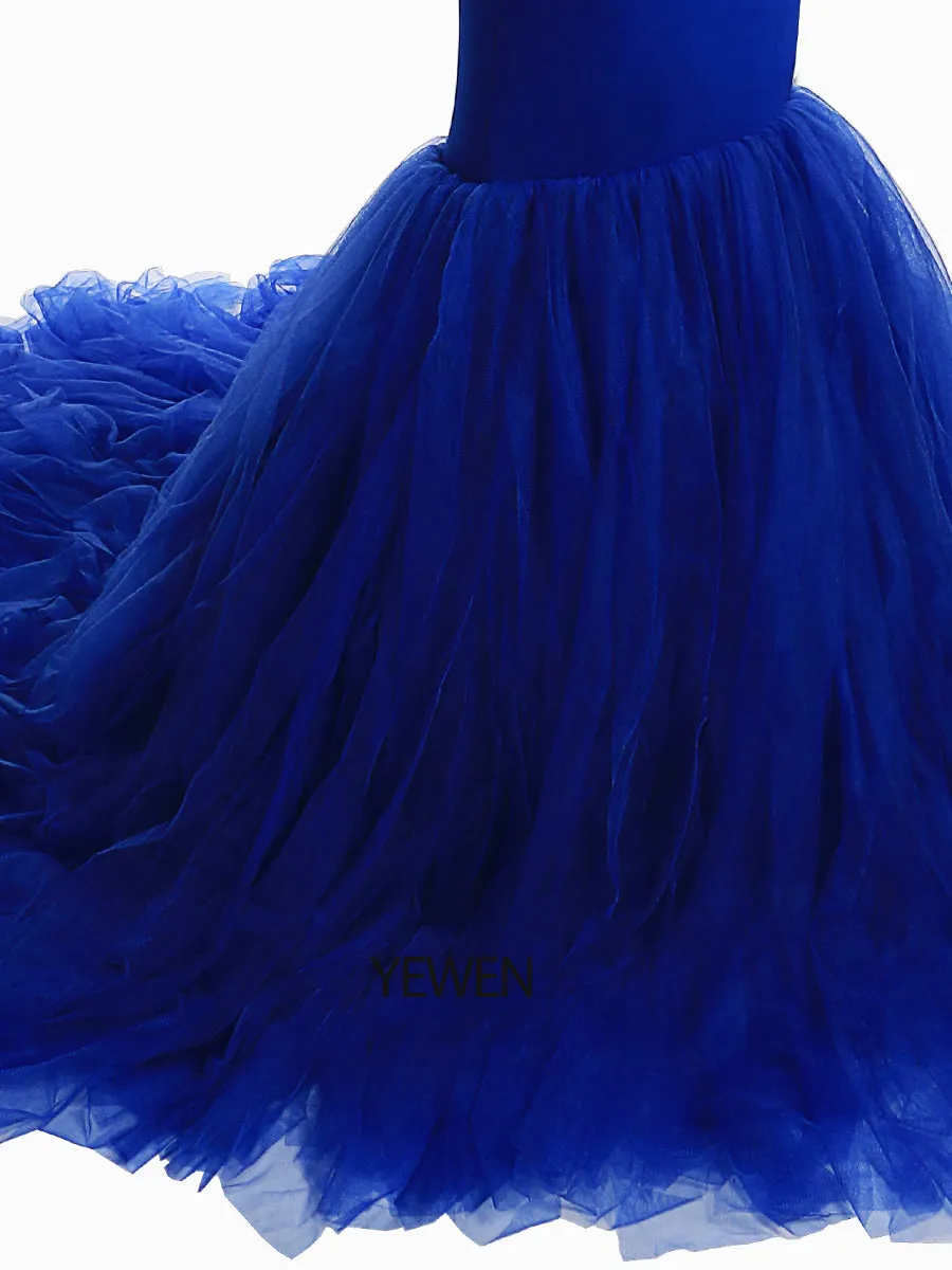 Off Shoulder Royal Blue Mermaid Maternity Dress Gown For Baby Shower Photography YW2076