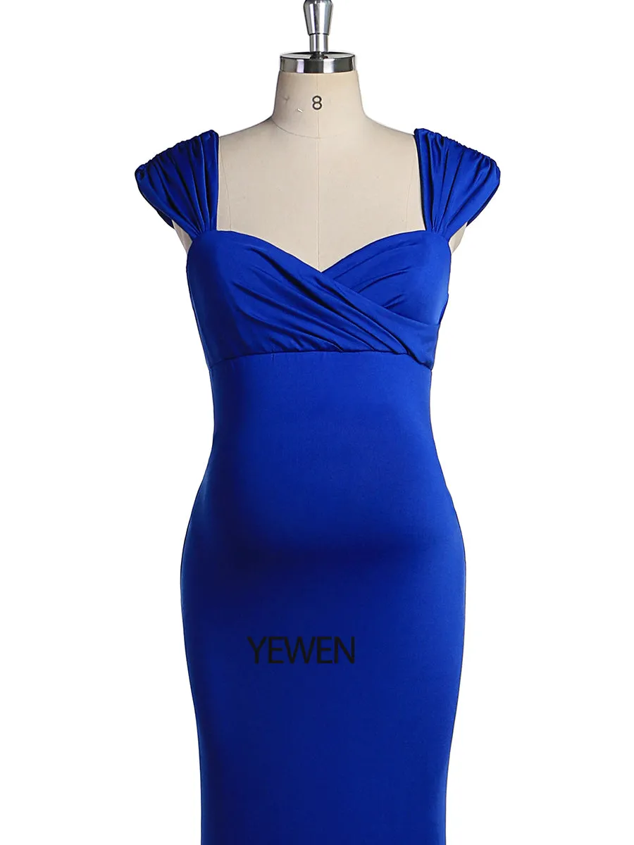 Off Shoulder Royal Blue Mermaid Maternity Dress Gown For Baby Shower Photography YW2076