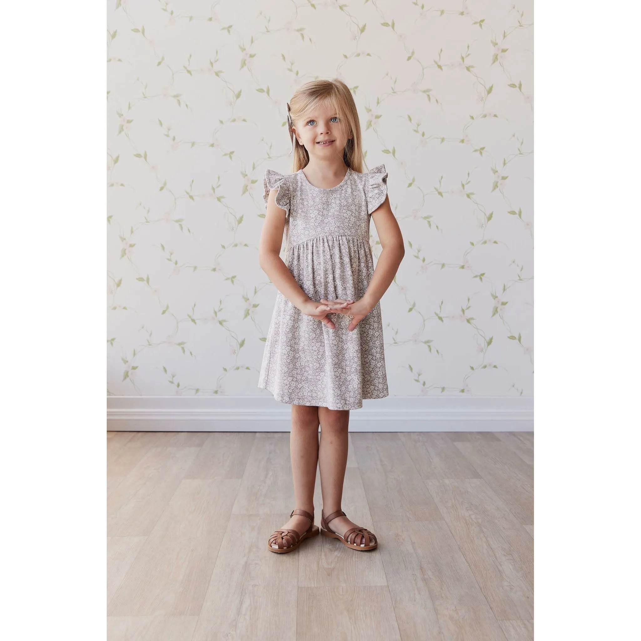Organic Cotton Ada Dress - Greta Floral Bark