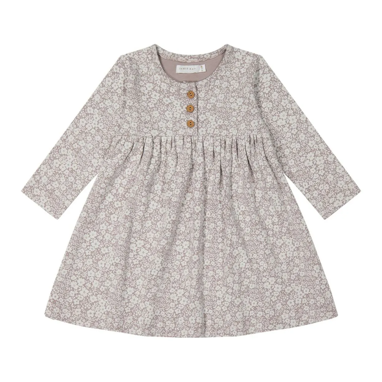 Organic Cotton Bridget Dress - Greta Floral Bark