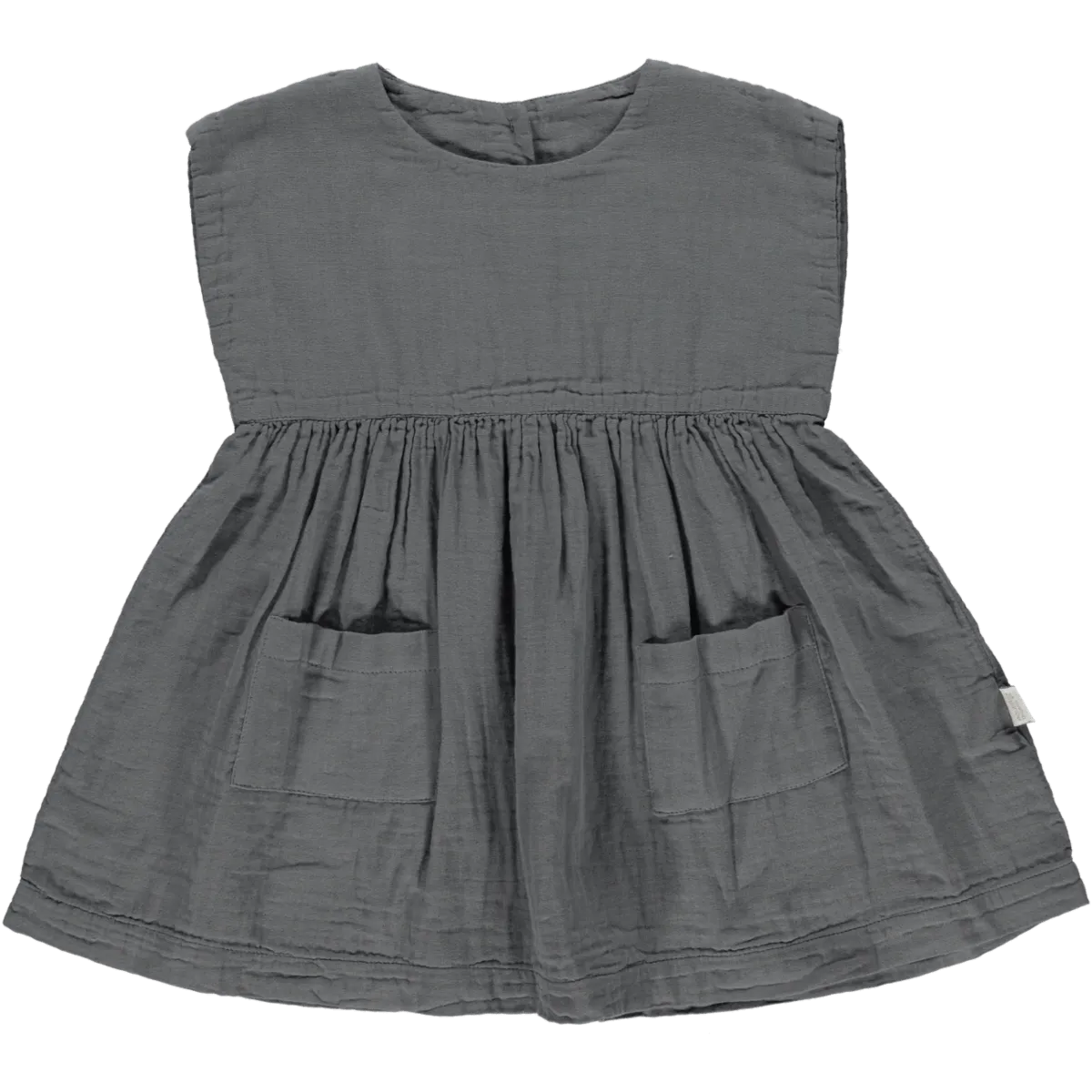 Organic Cotton Hibiscus Dress in Iron Gate