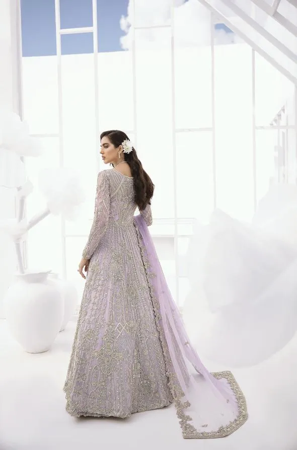 Pakistani Bridal Lehenga Designs in Embellished Heavy Zardozi Work for Wedding Wear in Mauve Lehenga with Dupatta #BN941