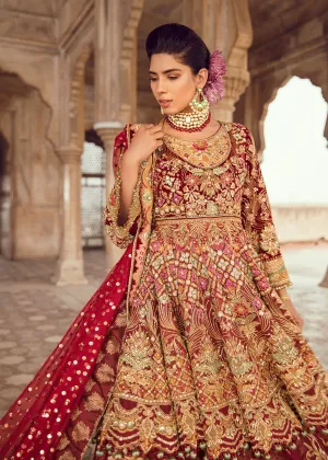 Pakistani Bridal Lehnga for Wedding in Deep Red Color #J5113