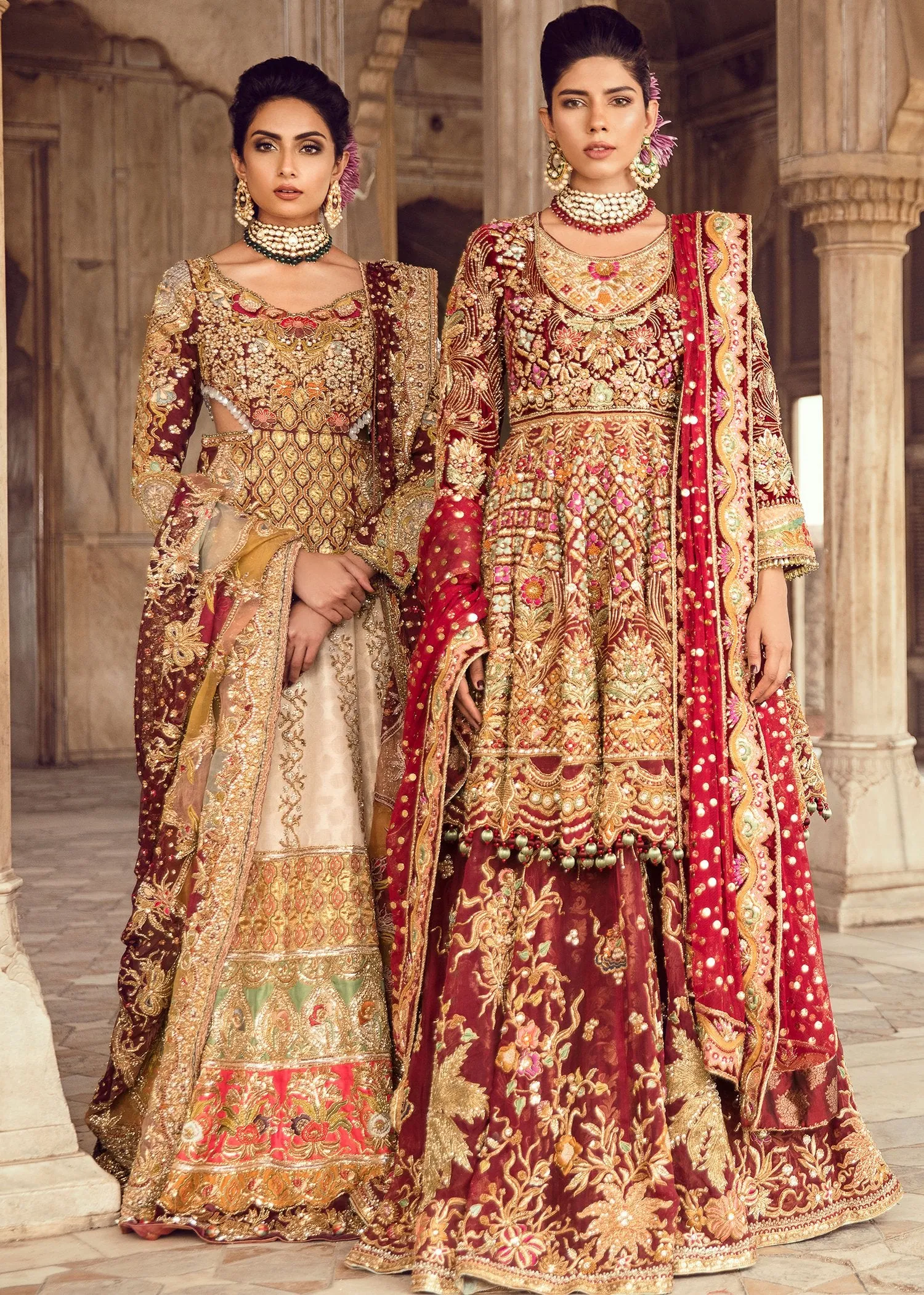 Pakistani Bridal Lehnga for Wedding in Deep Red Color #J5113