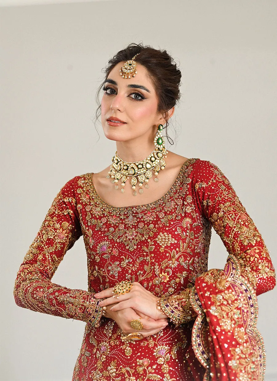 Pakistani Bridal Outfit in Kameez and Lehenga Style