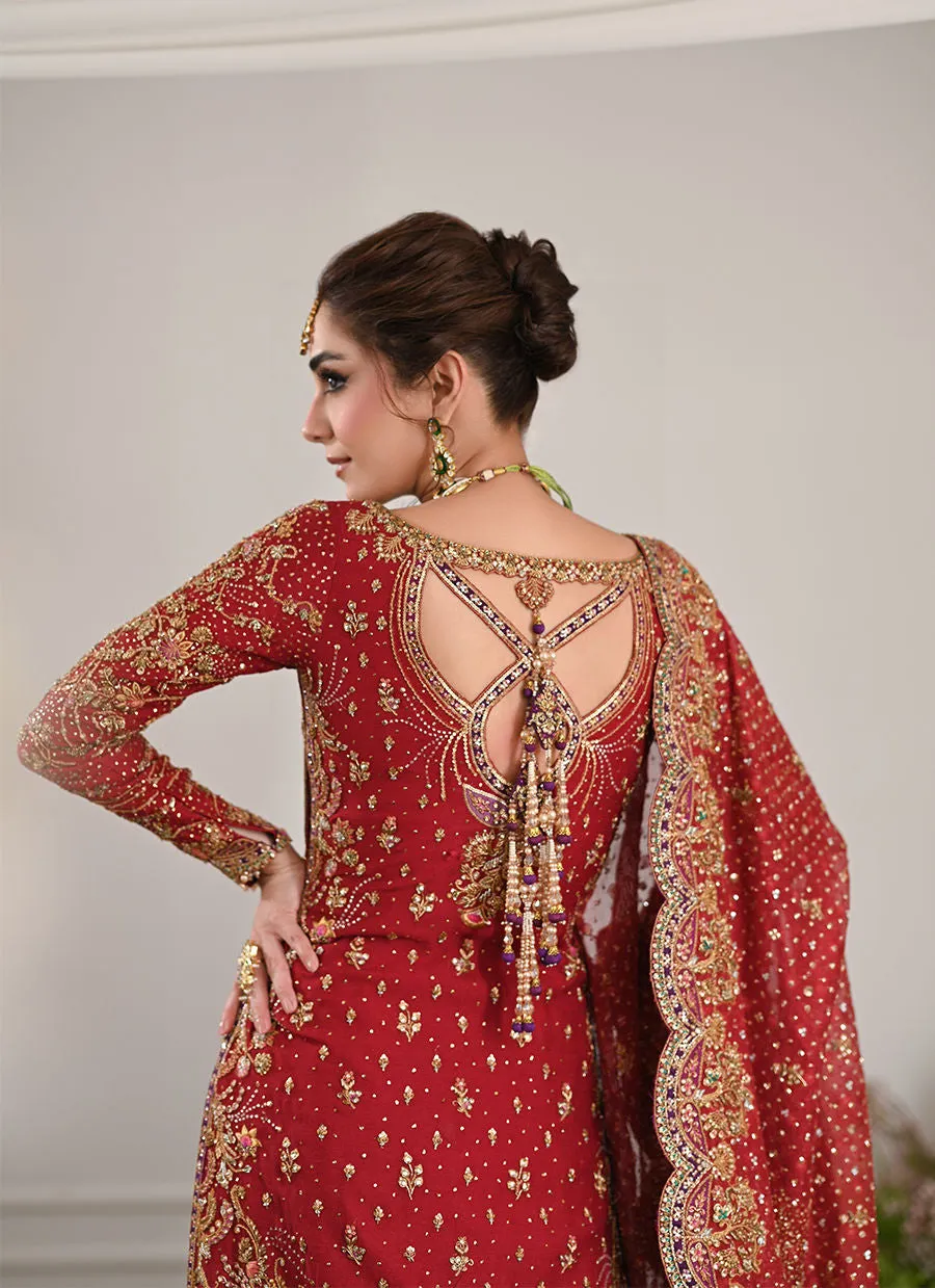 Pakistani Bridal Outfit in Kameez and Lehenga Style