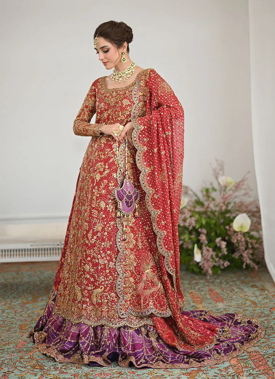 Pakistani Bridal Outfit in Kameez and Lehenga Style