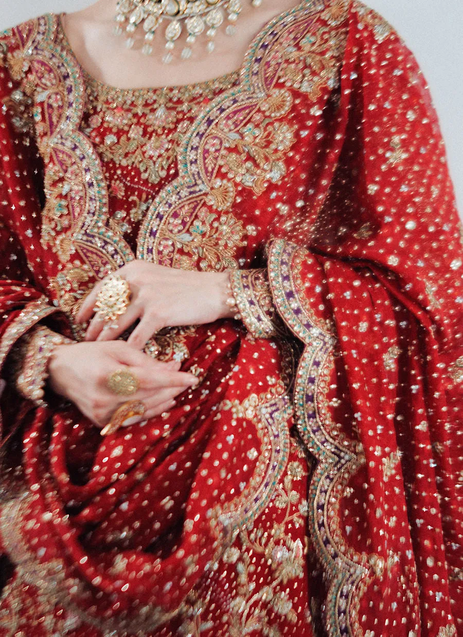 Pakistani Bridal Outfit in Kameez and Lehenga Style