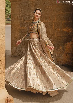 Pakistani Embellished Raw Silk Bridal Lehenga #BN964