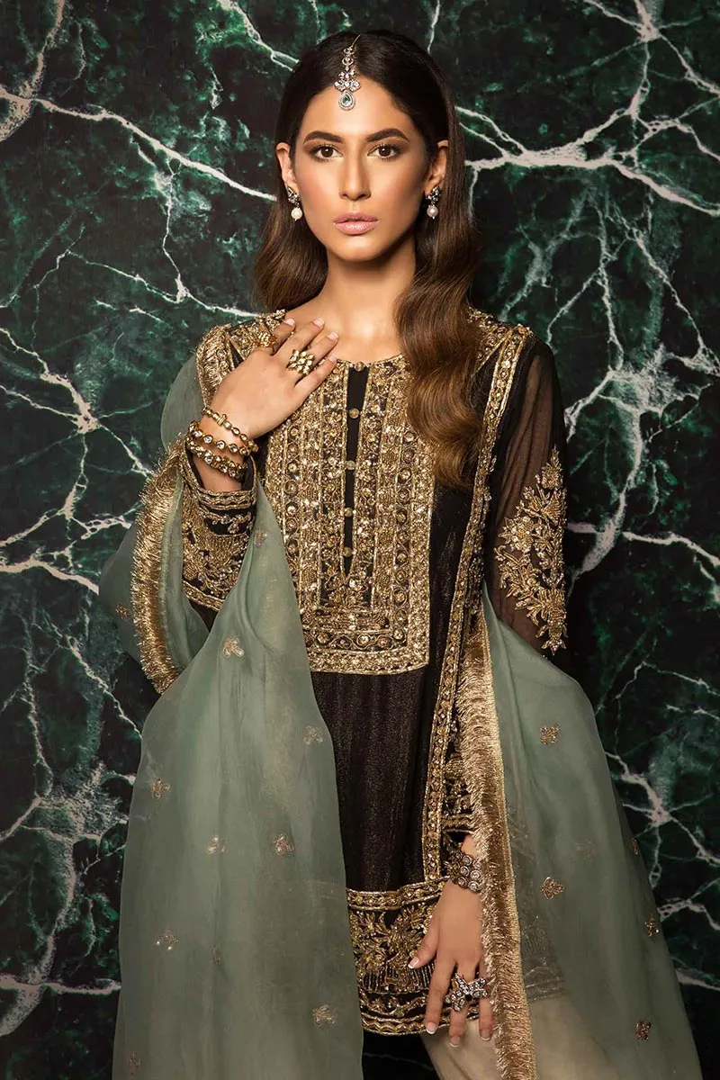 Pakistani Embroidered Kurta Trousers Wedding Wear