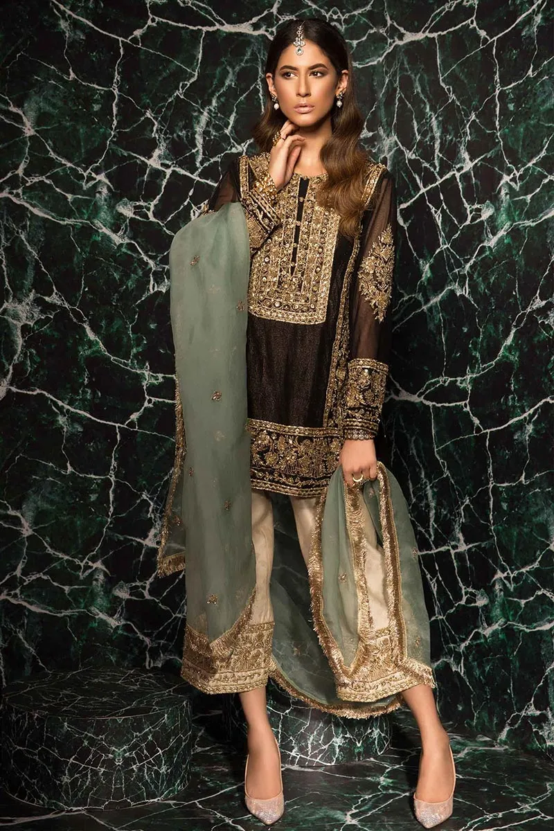 Pakistani Embroidered Kurta Trousers Wedding Wear
