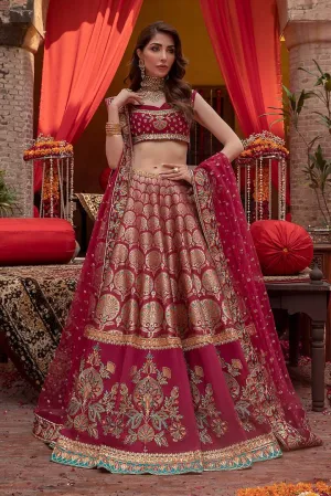 Pakistani Jamawar Bridal Red Lehenga Choli #BN1045
