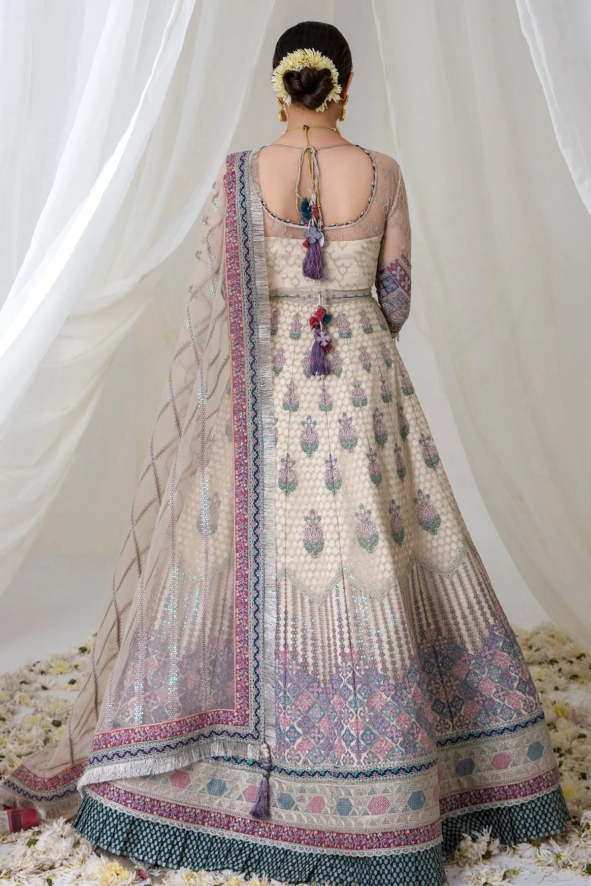 Pakistani Pishwas Frock with Trousers and Dupatta Dress