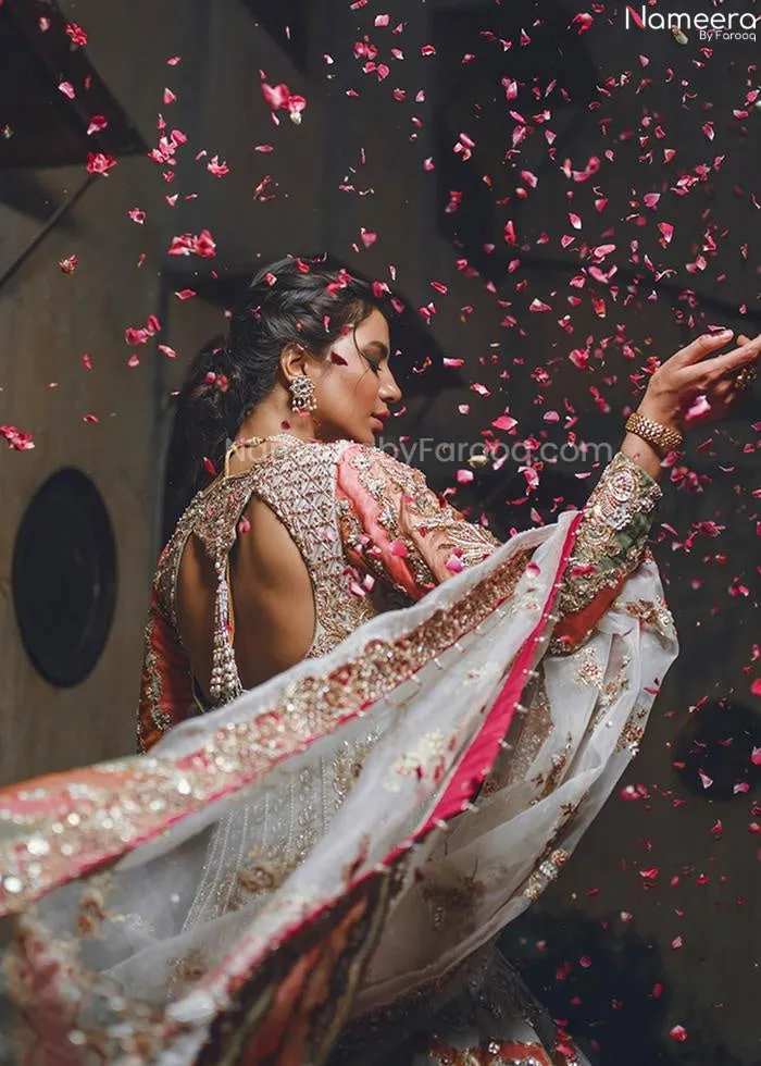Pakistani Silk Bridal Lehenga with Long Frock #BN1007