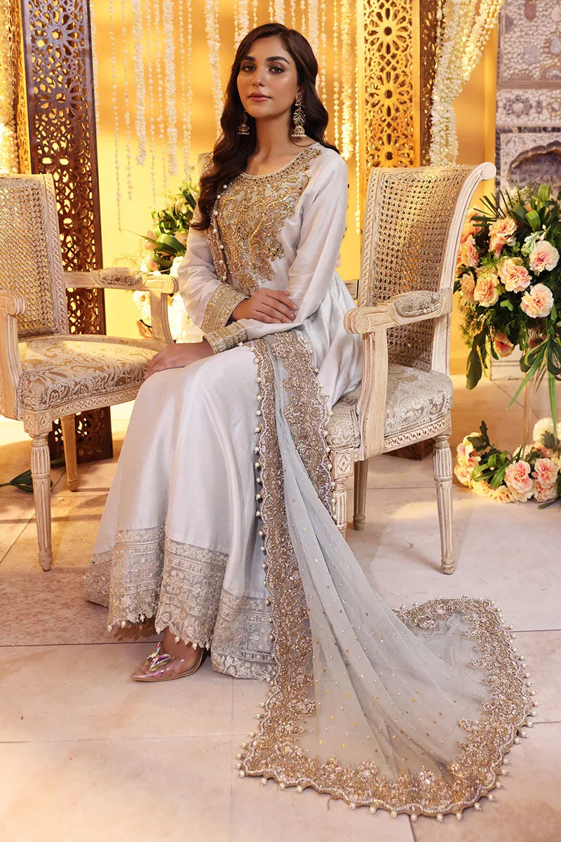 Pakistani Wedding Dress in Silk Pishwas Frock Style