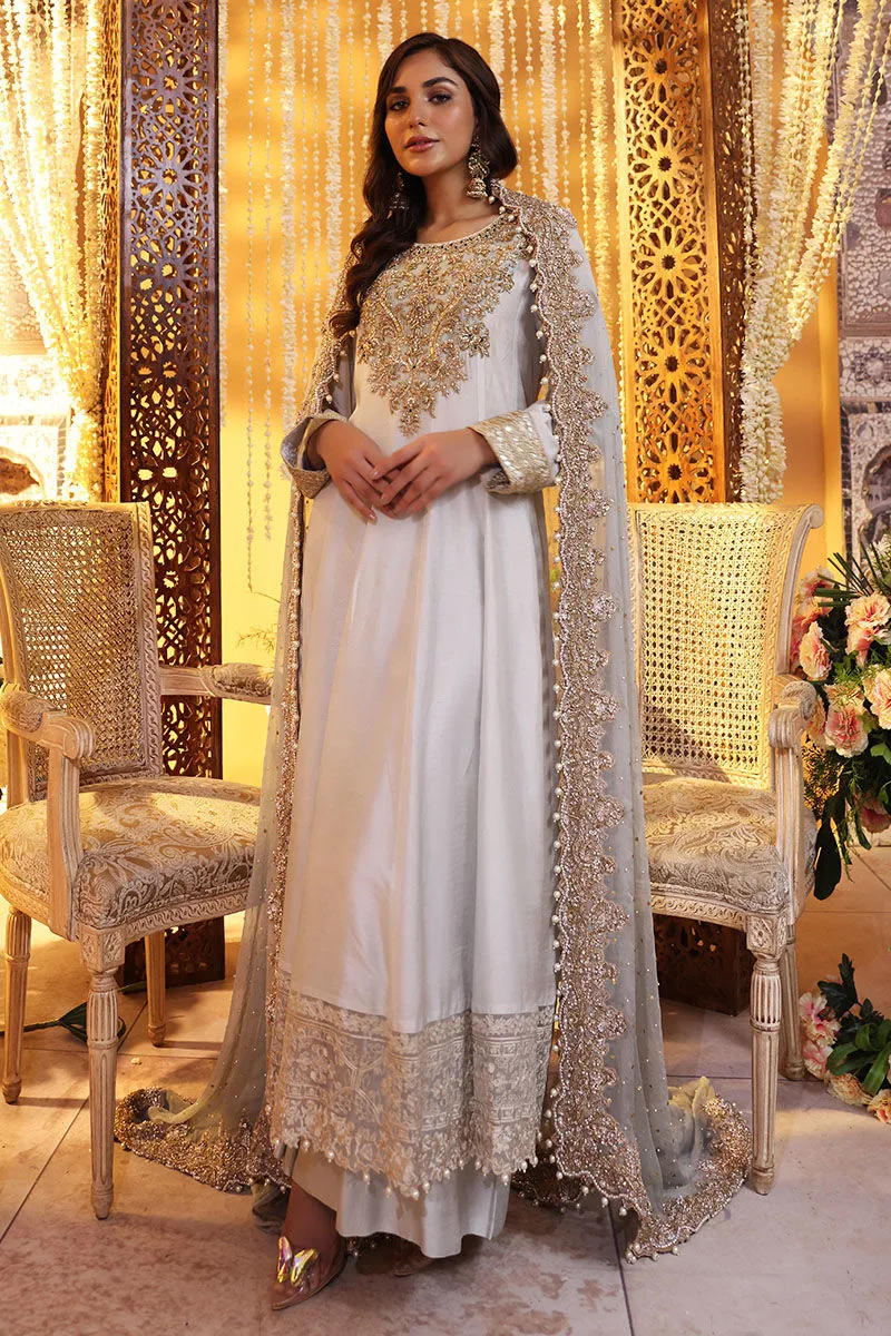 Pakistani Wedding Dress in Silk Pishwas Frock Style