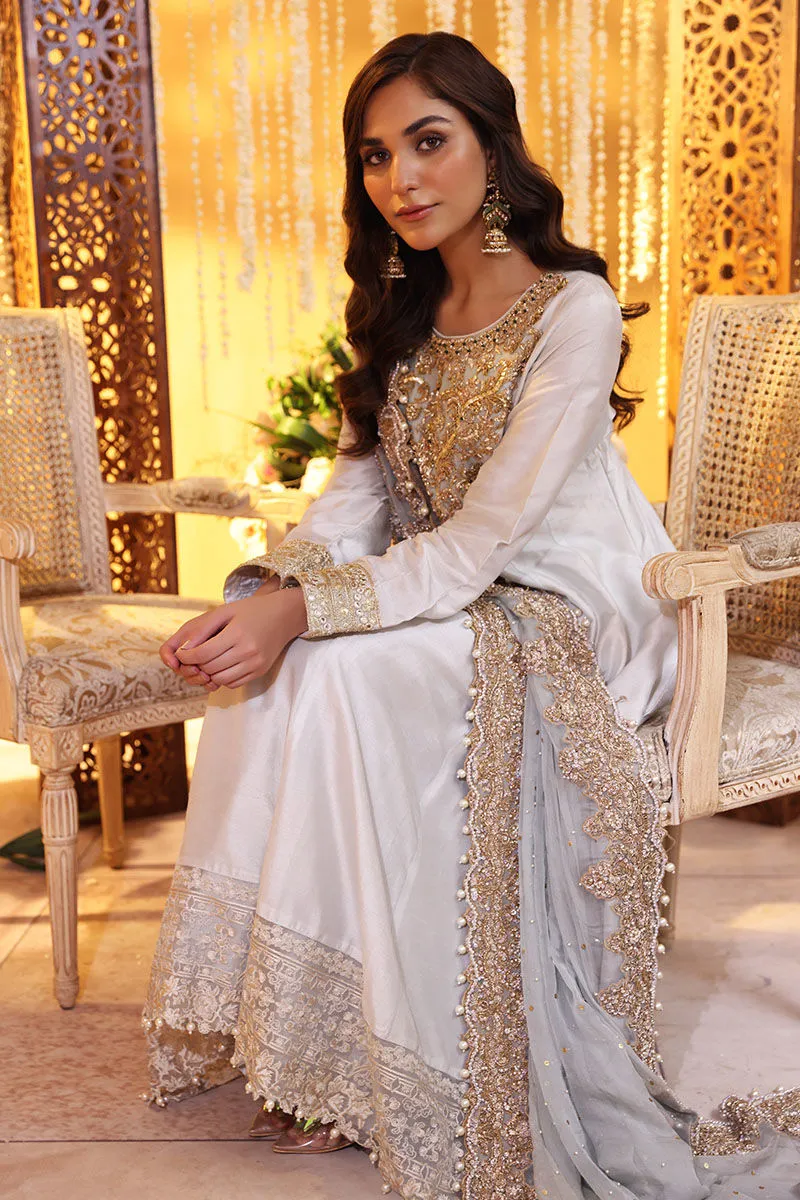 Pakistani Wedding Dress in Silk Pishwas Frock Style
