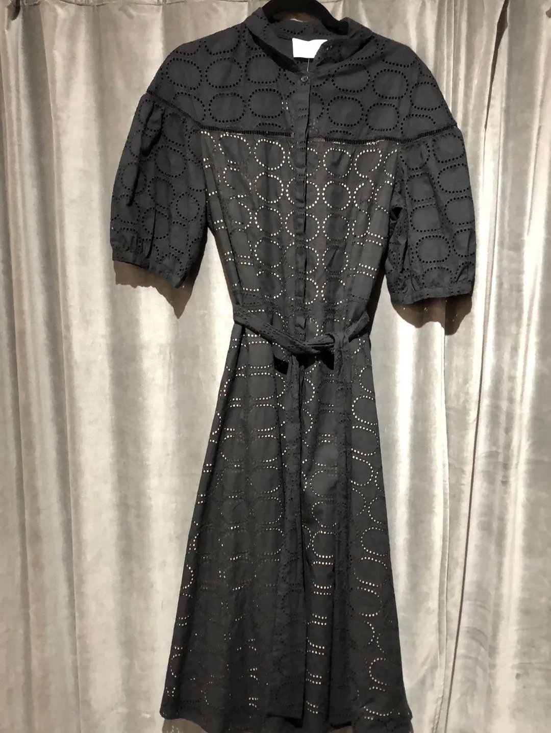 PEARL Black Embrodered Cotton Maxi Dress