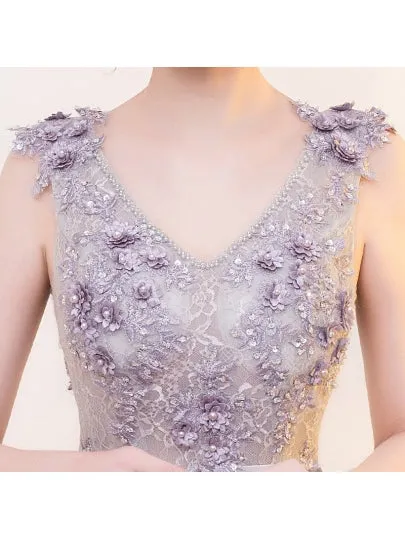 Pearls Sashes Sleeveless Evening Dress