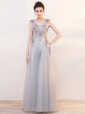 Pearls Sashes Sleeveless Evening Dress