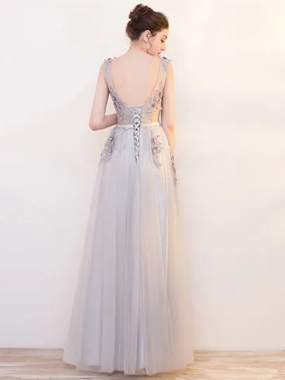 Pearls Sashes Sleeveless Evening Dress