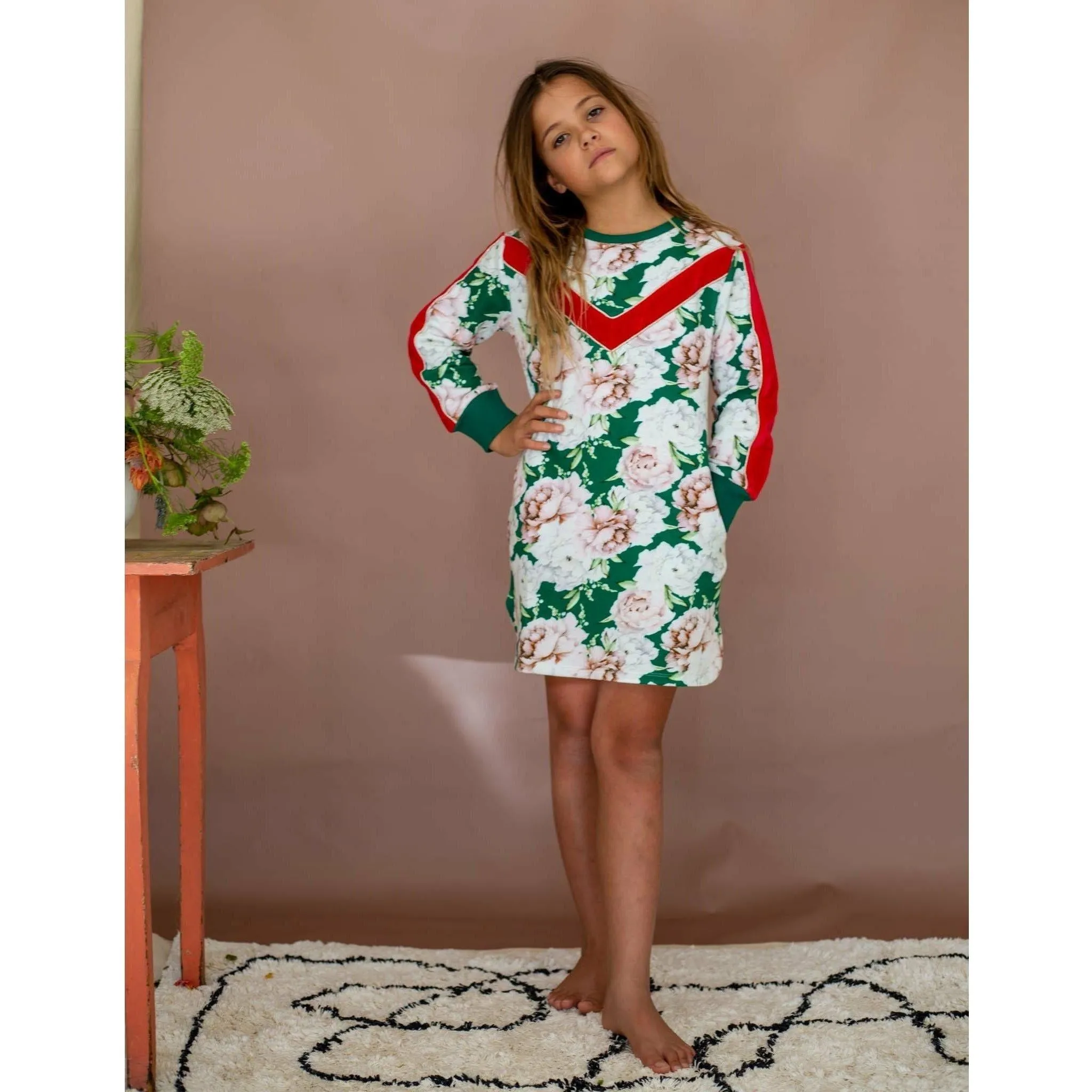 Peppa Dress-Basil Bloom