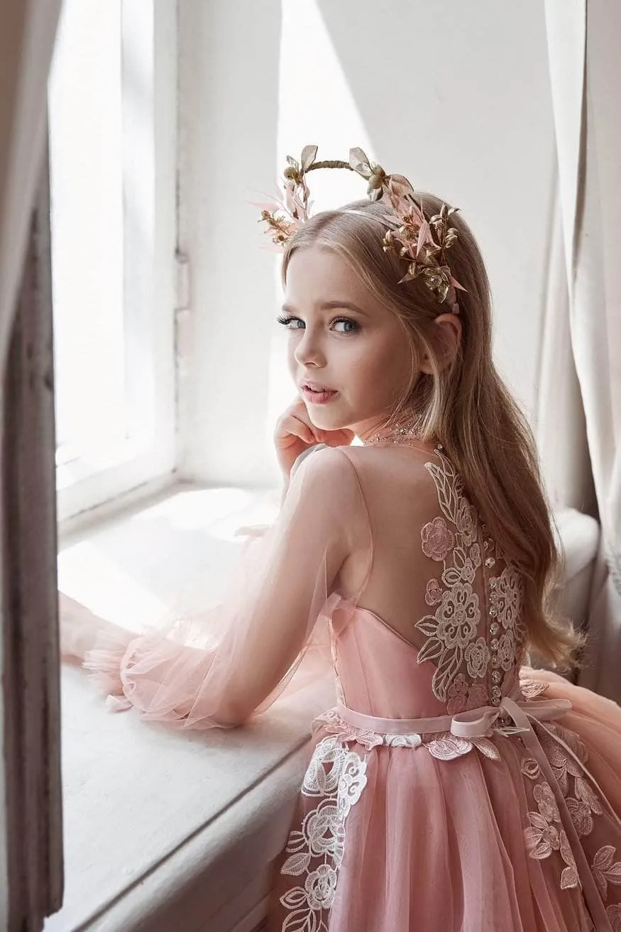 Pink Princess Dress Long Sleeves